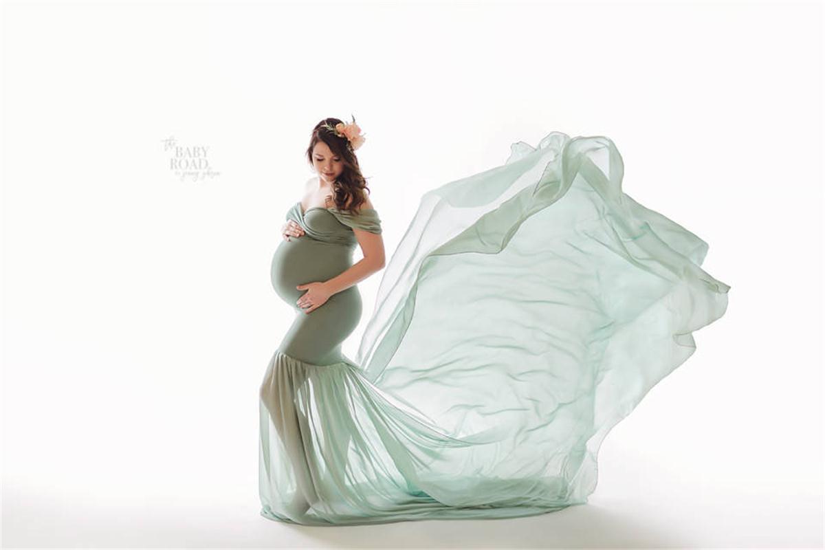 Pregnant Fluttering Tail Fluttering Sleeves Dress Long Dress Photography Dress