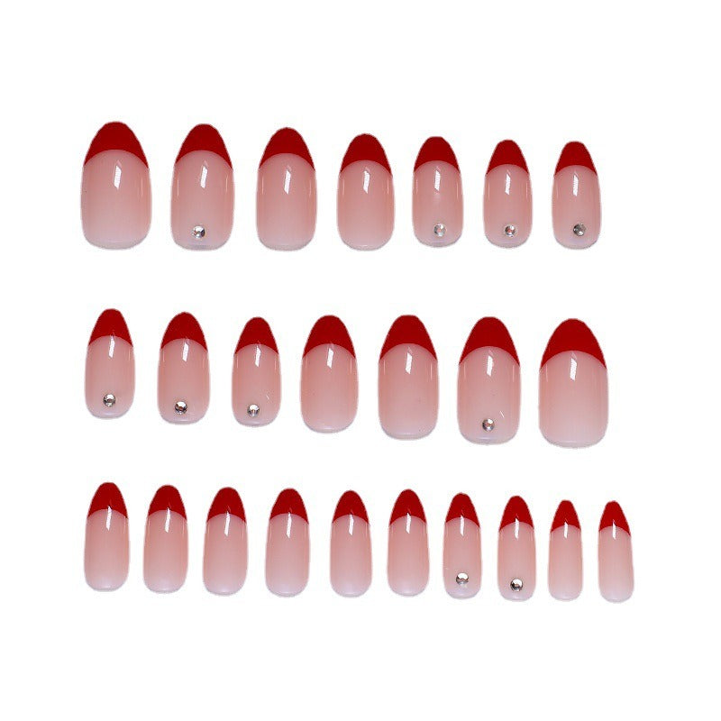 Nails French Red Almond Press On