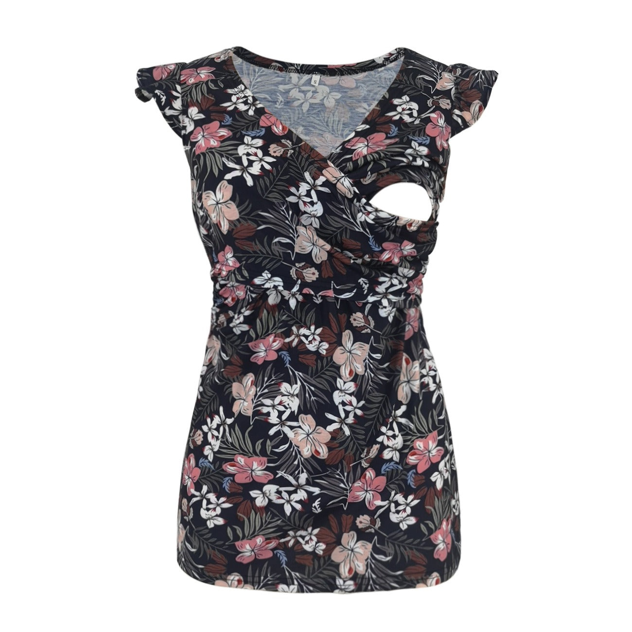 Pregnant women's fashionable printed deep V-neck