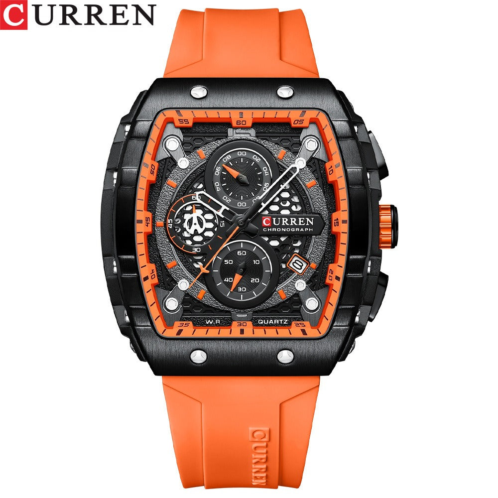 CURREN 8442 Men's Waterproof Six Needle Quartz Calendar Tape Men's Multifunctional Watch