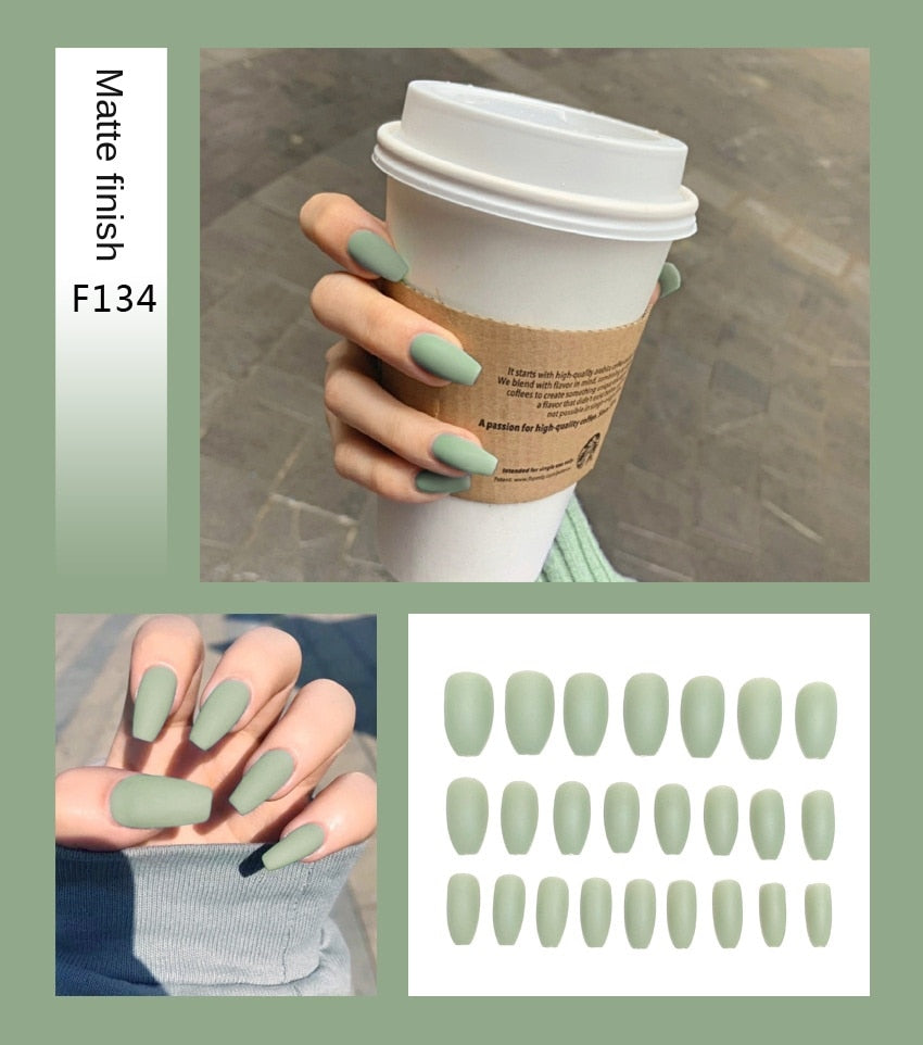 Nail Art Fake Stiletto Tips Clear Press on Long with Glue