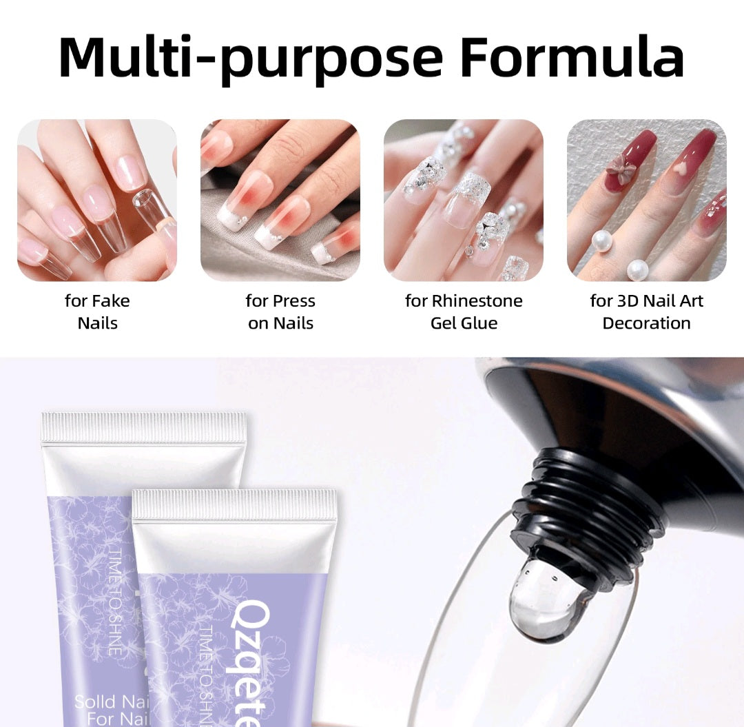 Gel de pegamento de uñas sólido para uñas postizas, lámpara UV/LED