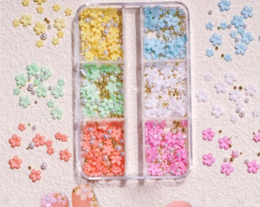 6 Colors Flower Nail Art Decorations