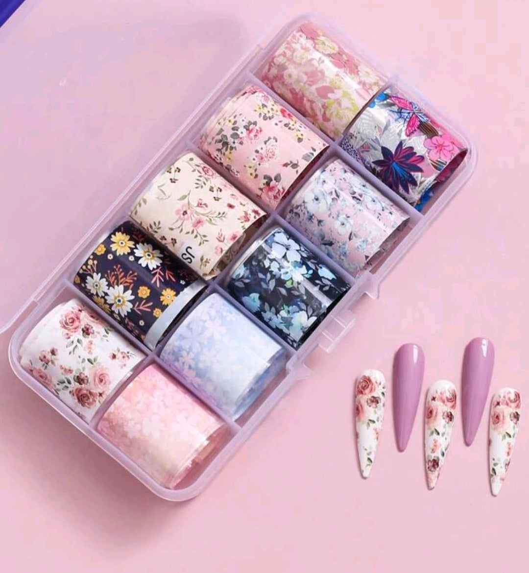 10 pcs nail art transfer foil