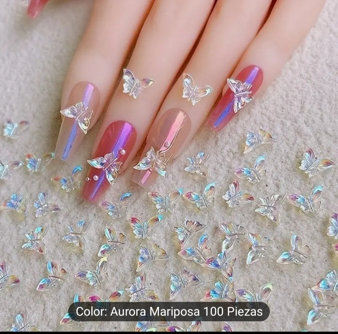 100pcs/set Aurora Butterfly Nail Accessories