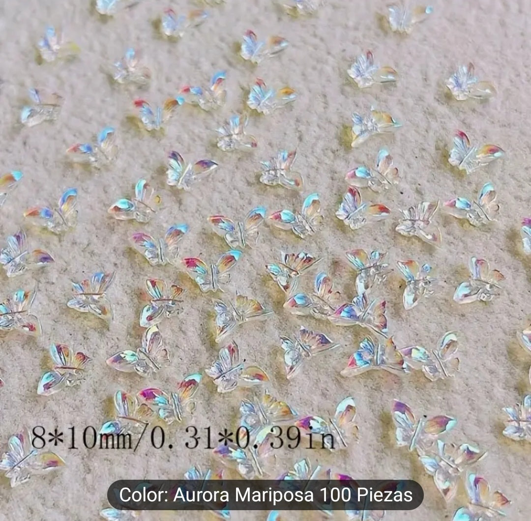 100pcs/set Aurora Butterfly Nail Accessories