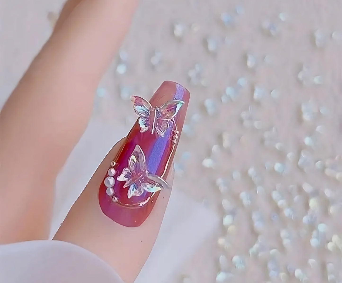 100pcs/set Aurora Butterfly Nail Accessories