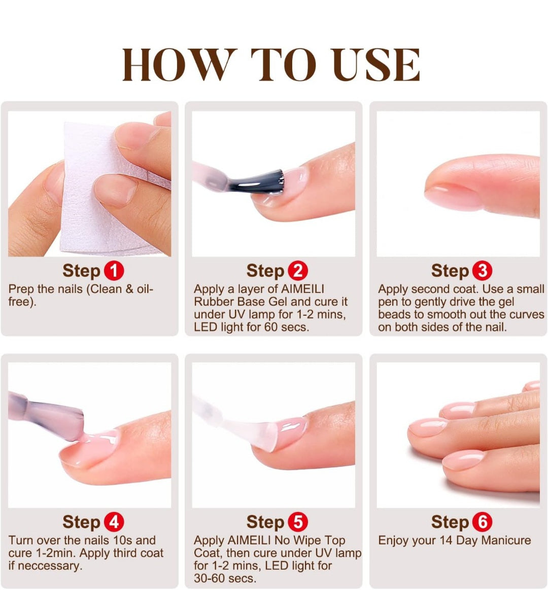 AIMEILI 4 in 1 Nail Gel Rubber Base Coat UV LED Clear Glitter Gel Nail Polish No Hema