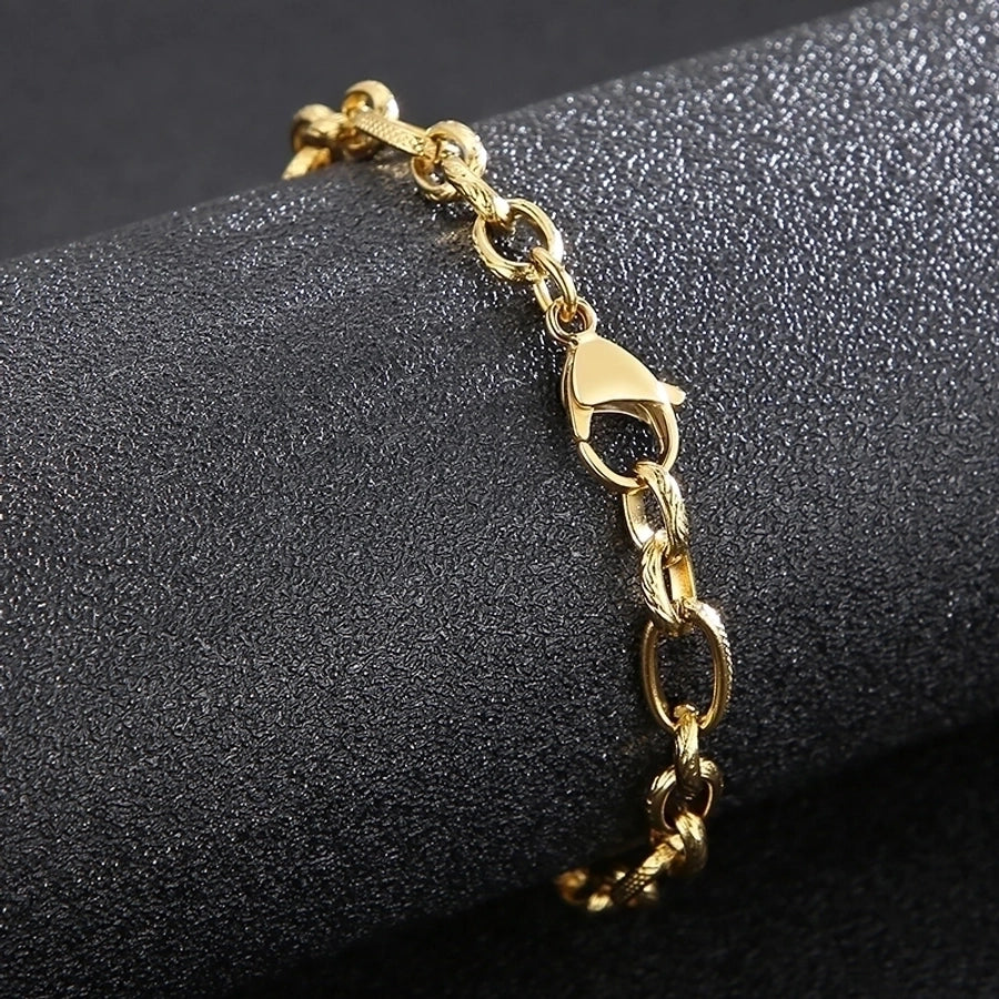Stainless Steel 18K Gold Plated Basic Simple Style Solid Color Bracelets