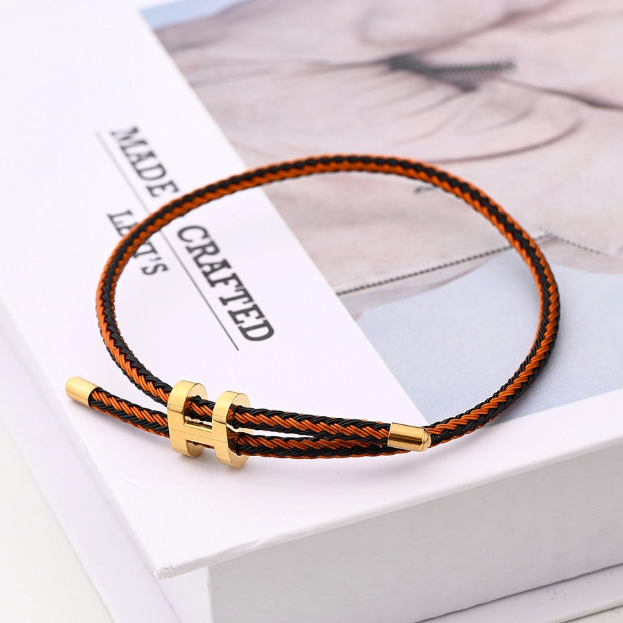Casual Modern Style Simple Style Letter Colorful Solid Color 18K Gold Plated Stainless Steel wristband
