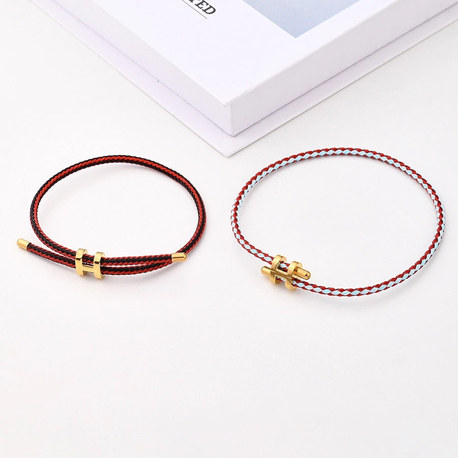 Casual Modern Style Simple Style Letter Colorful Solid Color 18K Gold Plated Stainless Steel wristband