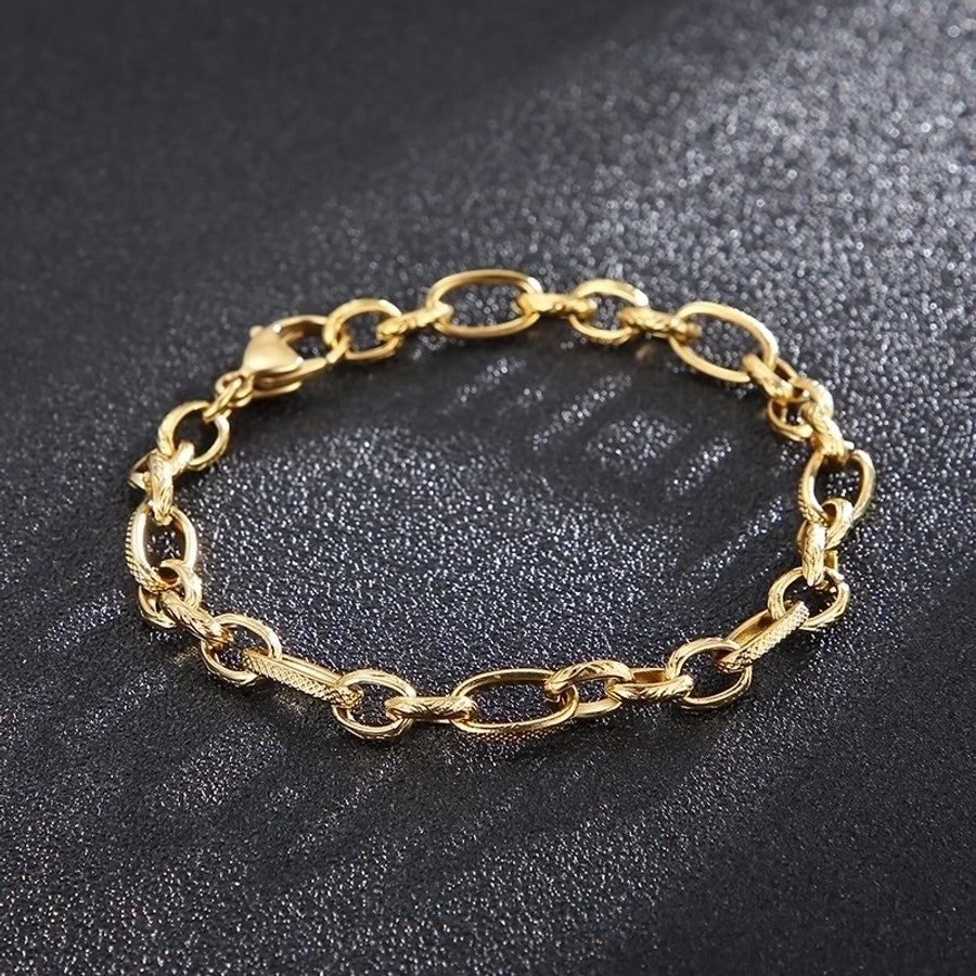Stainless Steel 18K Gold Plated Basic Simple Style Solid Color Bracelets