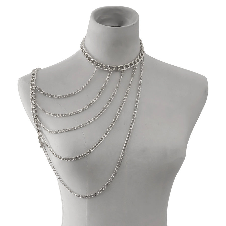 Fashion Hanging Neck Chain Clavicle Necklace Sexy Geometric U-shaped Tassel Single Shoulder Body Chain for Women