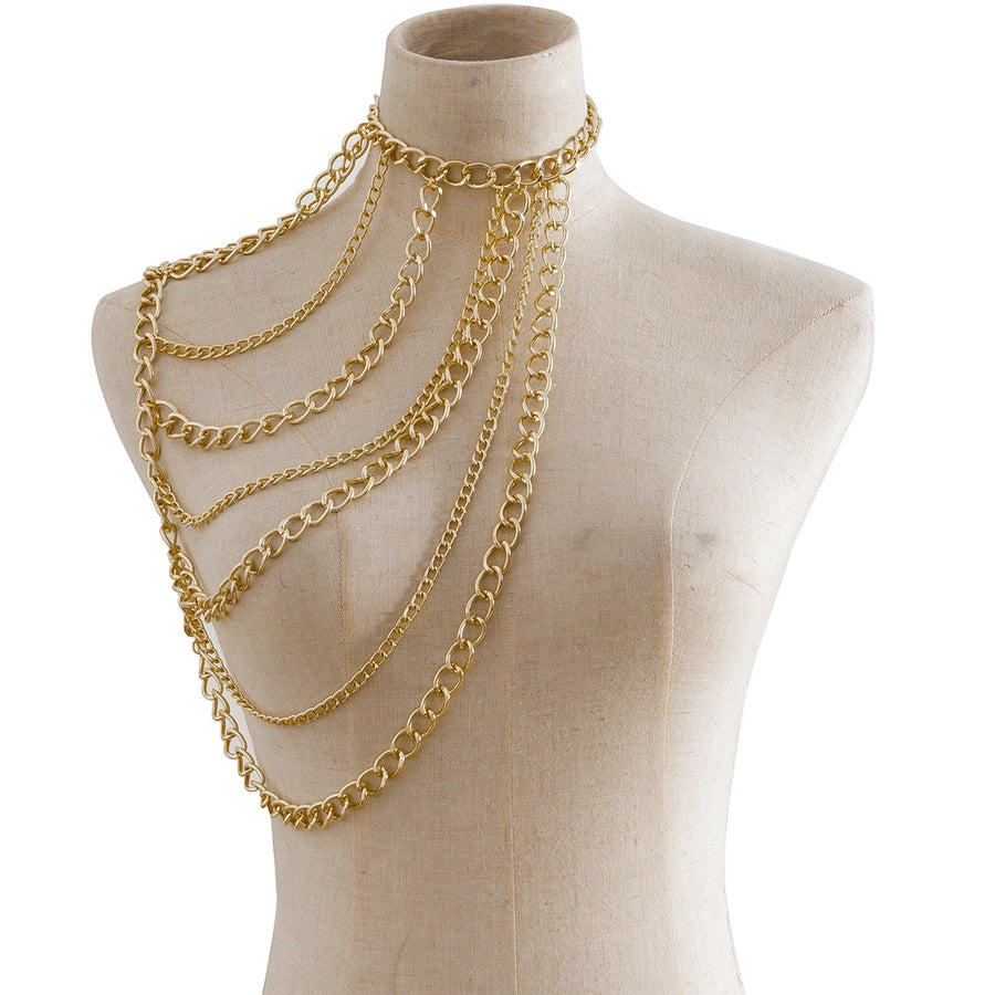 Fashion Hanging Neck Chain Clavicle Necklace Sexy Geometric U-shaped Tassel Single Shoulder Body Chain for Women