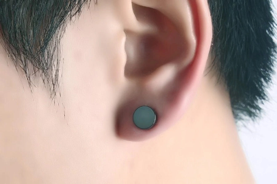 1 pair simple style round titanium steel plating men's ear clips