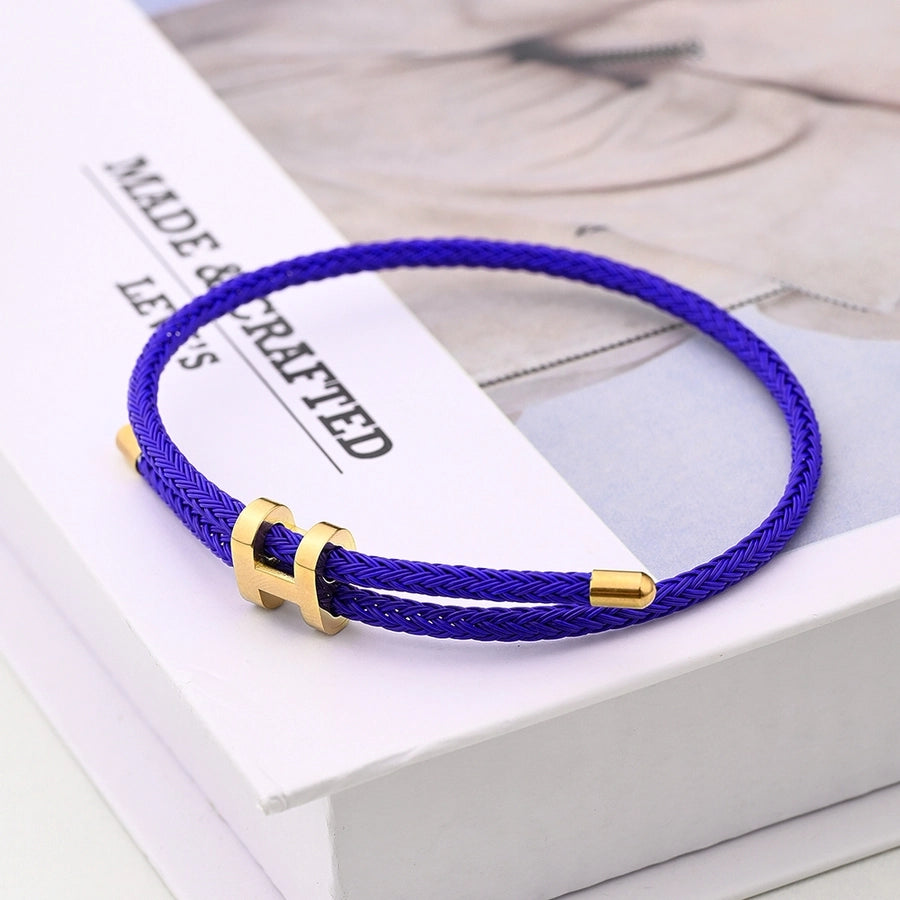 Casual Modern Style Simple Style Letter Colorful Solid Color 18K Gold Plated Stainless Steel wristband