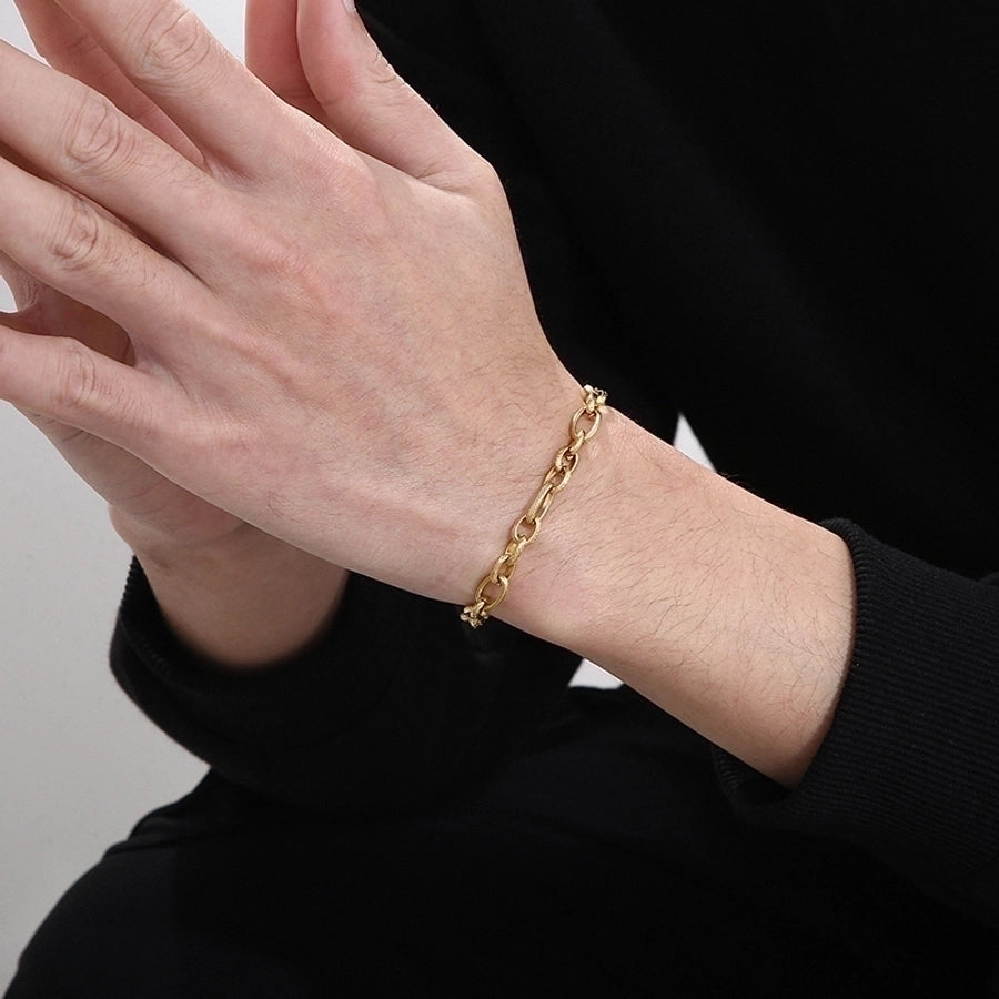 Stainless Steel 18K Gold Plated Basic Simple Style Solid Color Bracelets