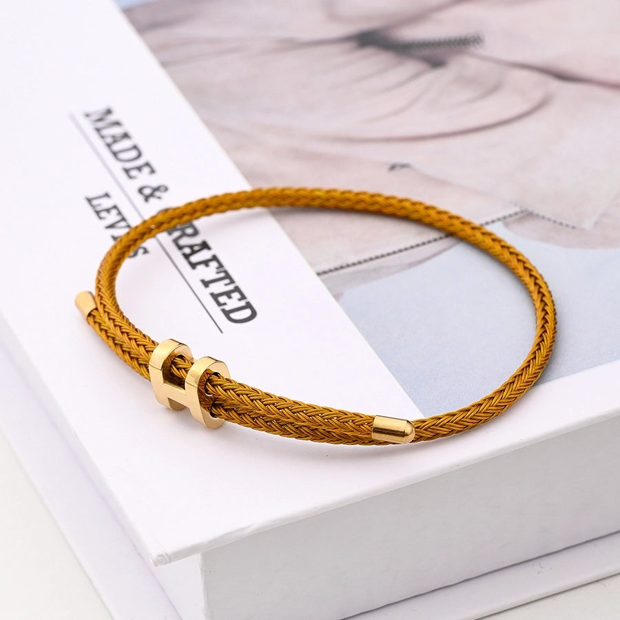 Casual Modern Style Simple Style Letter Colorful Solid Color 18K Gold Plated Stainless Steel wristband