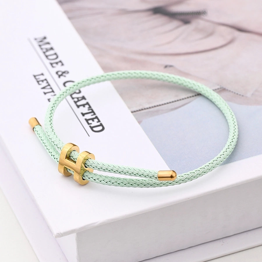 Casual Modern Style Simple Style Letter Colorful Solid Color 18K Gold Plated Stainless Steel wristband