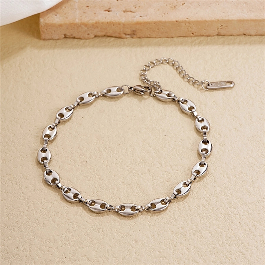 Stainless Steel K Gold Plated Rhodium Plated Plating Solid Color Bracelets