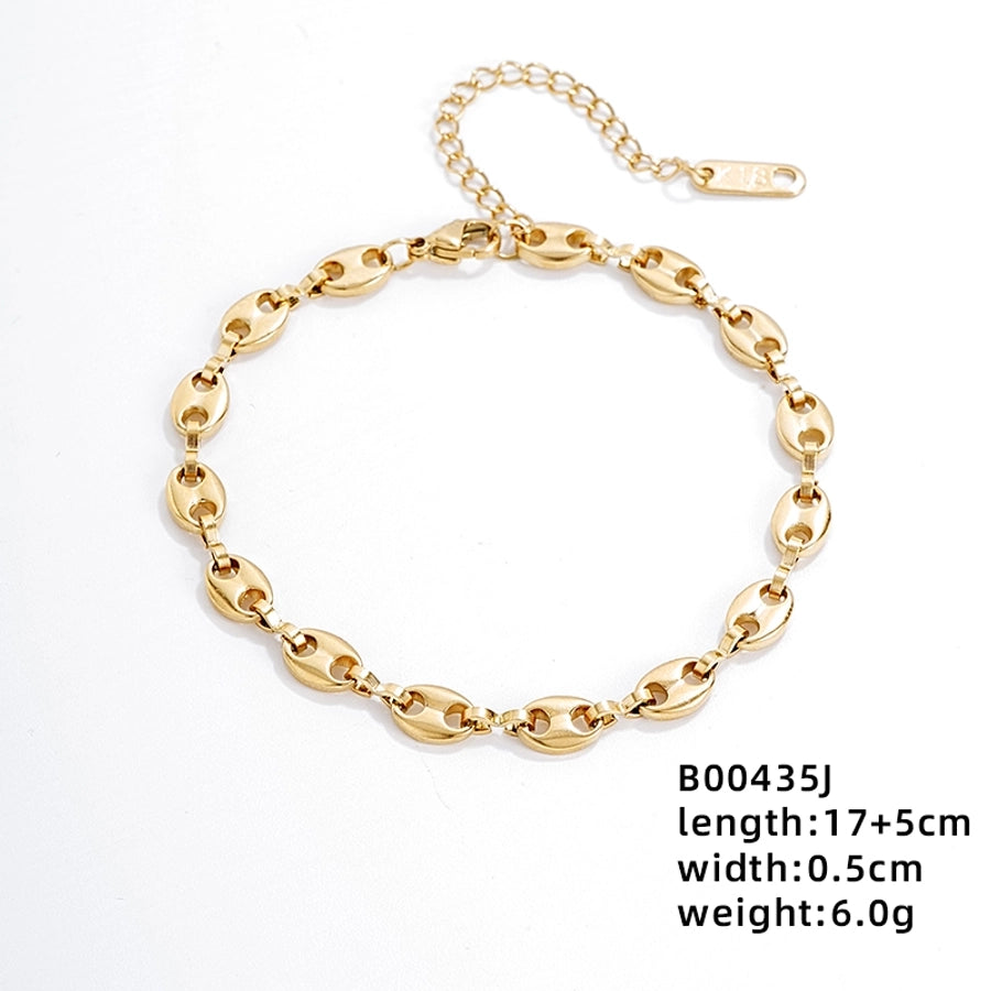 Stainless Steel K Gold Plated Rhodium Plated Plating Solid Color Bracelets