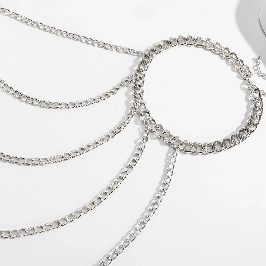 Fashion Hanging Neck Chain Clavicle Necklace Sexy Geometric U-shaped Tassel Single Shoulder Body Chain for Women