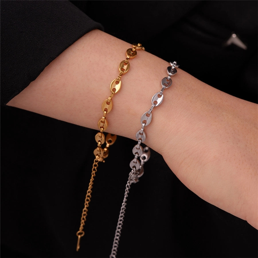 Stainless Steel K Gold Plated Rhodium Plated Plating Solid Color Bracelets