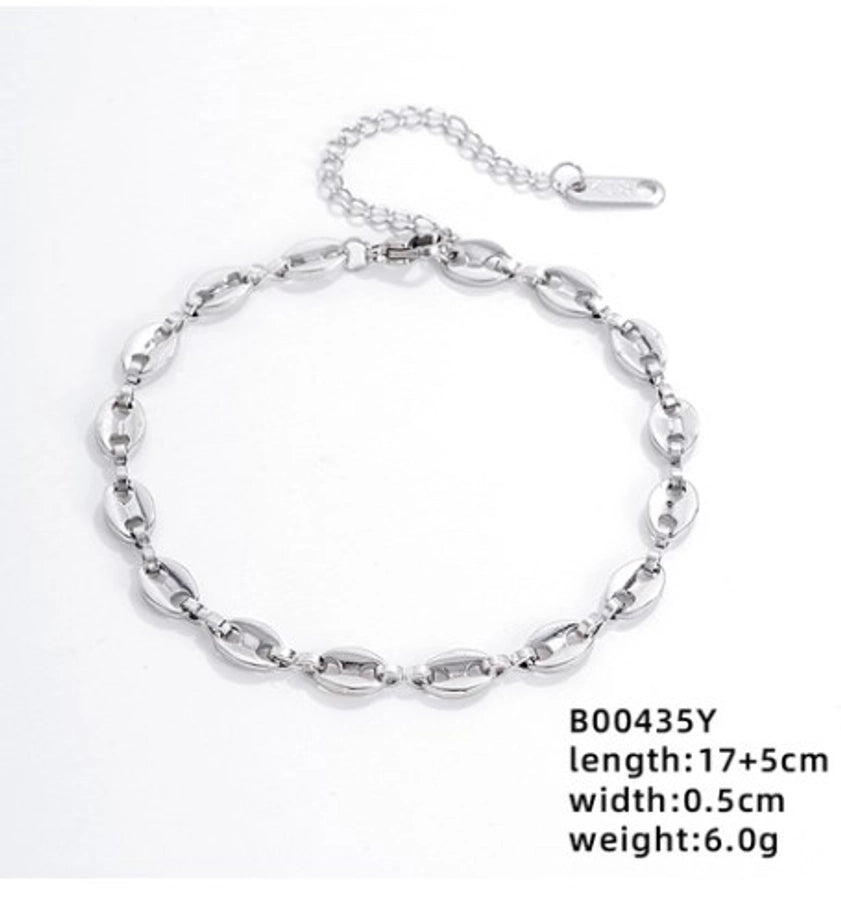 Stainless Steel K Gold Plated Rhodium Plated Plating Solid Color Bracelets
