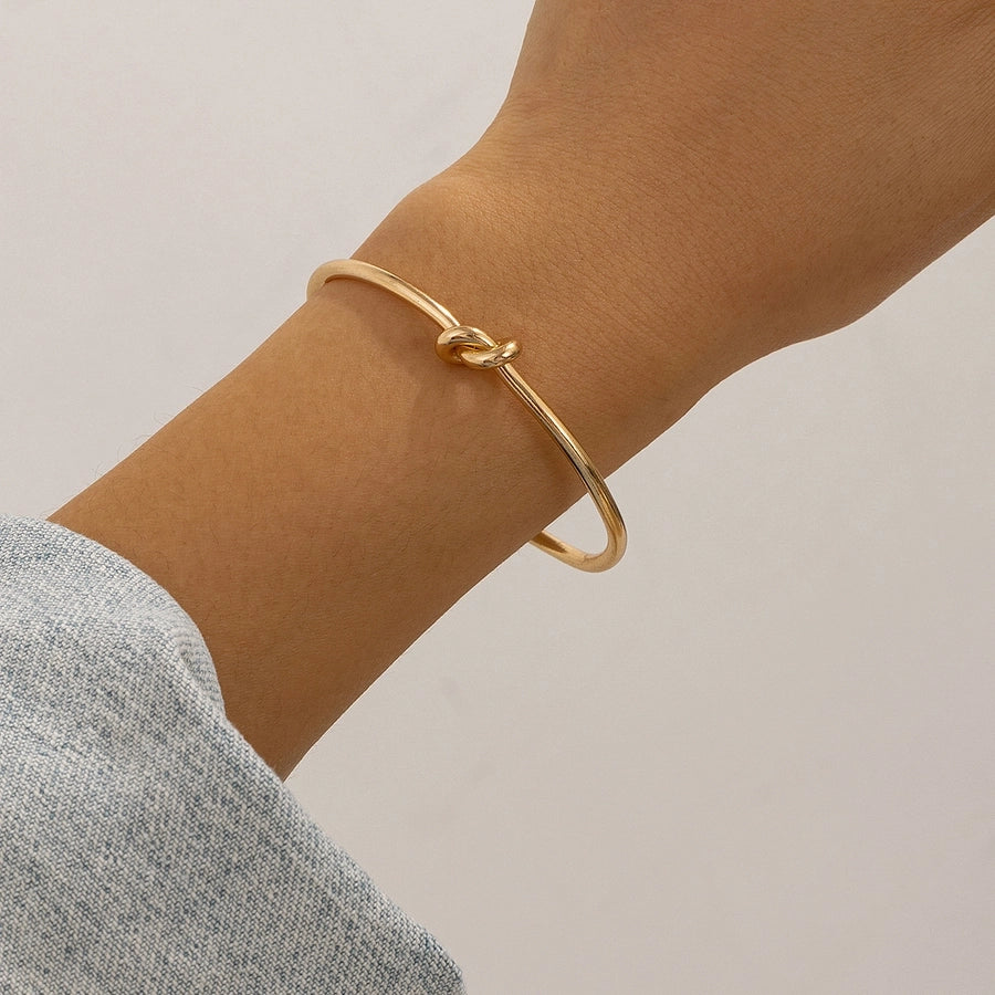 Simple Style Solid Color Metal Iron Bangles