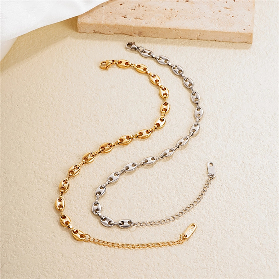 Stainless Steel K Gold Plated Rhodium Plated Plating Solid Color Bracelets