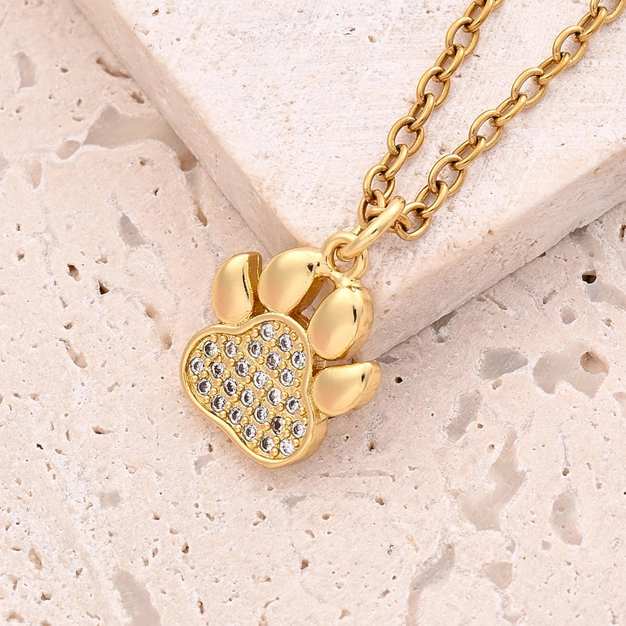 1 Pc/Package 14x10mm 18x16mm 22x20mm 3mm 5x3mm Copper Zircon 18K Gold Plated Round Paw Print Footprint Polished Pendant Jewelry Accessories