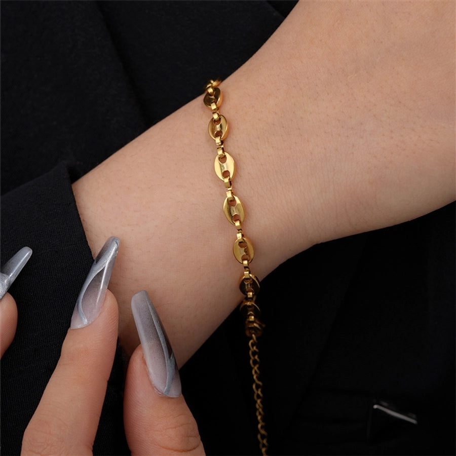 Stainless Steel K Gold Plated Rhodium Plated Plating Solid Color Bracelets