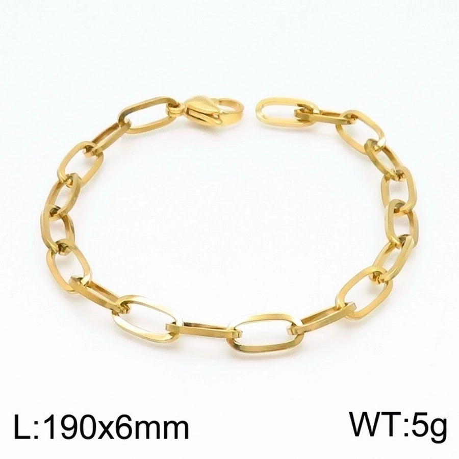 Stainless Steel 18K Gold Plated Basic Simple Style Solid Color Bracelets