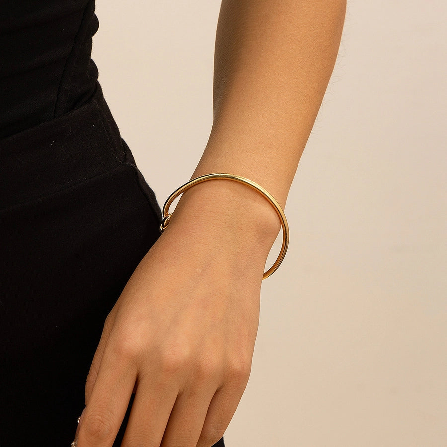Simple Style Solid Color Metal Iron Bangles