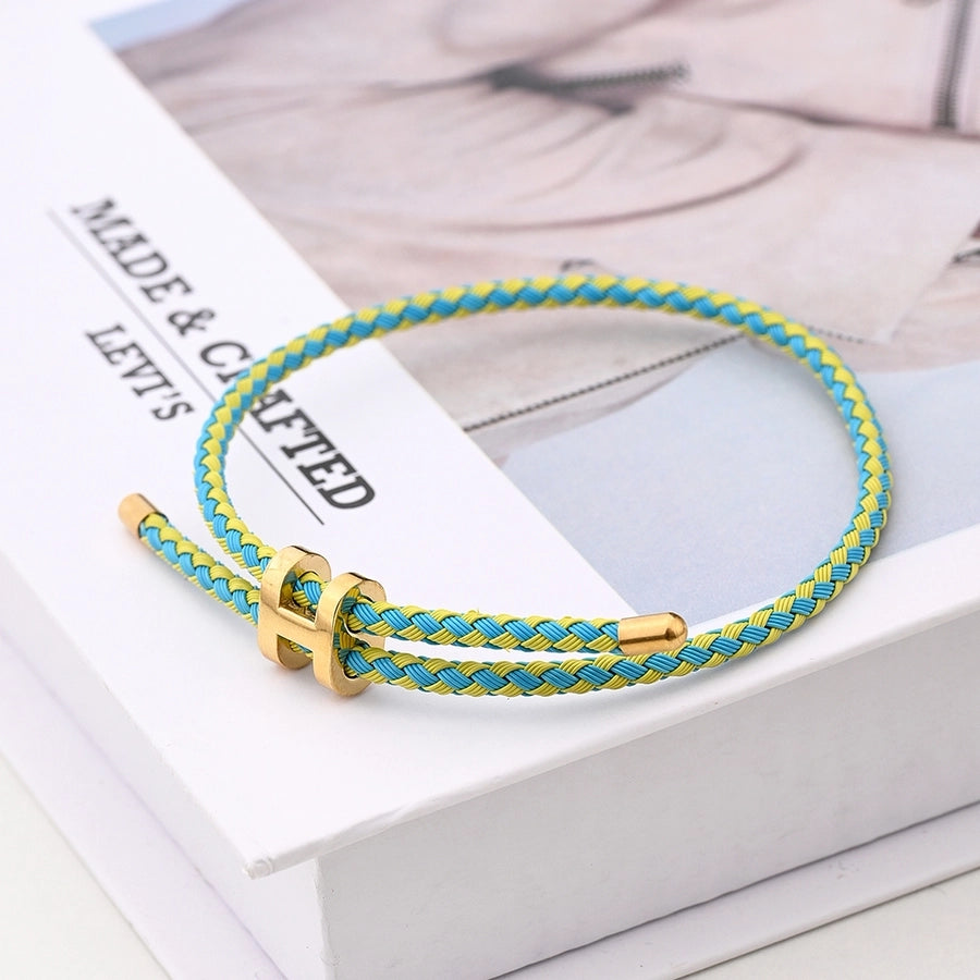 Casual Modern Style Simple Style Letter Colorful Solid Color 18K Gold Plated Stainless Steel wristband