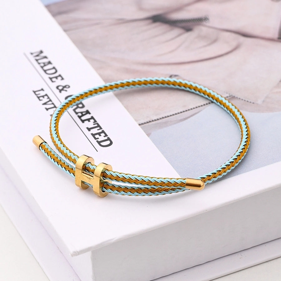Casual Modern Style Simple Style Letter Colorful Solid Color 18K Gold Plated Stainless Steel wristband
