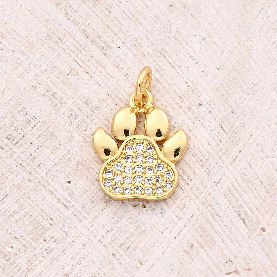 1 Pc/Package 14x10mm 18x16mm 22x20mm 3mm 5x3mm Copper Zircon 18K Gold Plated Round Paw Print Footprint Polished Pendant Jewelry Accessories