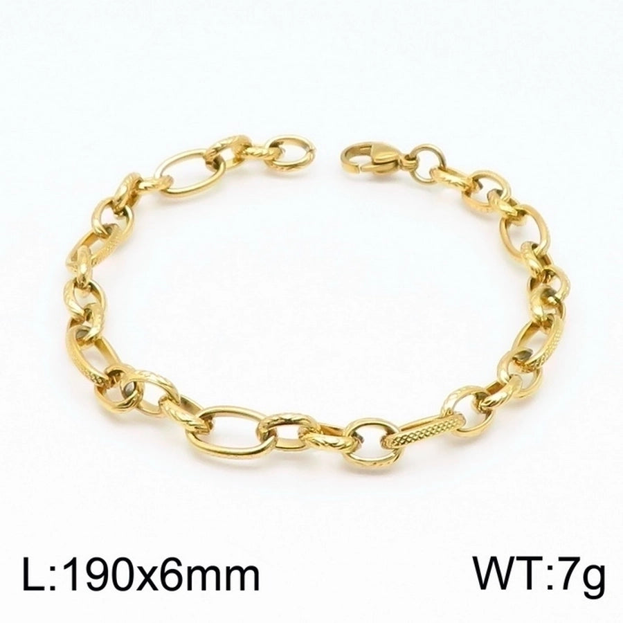 Stainless Steel 18K Gold Plated Basic Simple Style Solid Color Bracelets