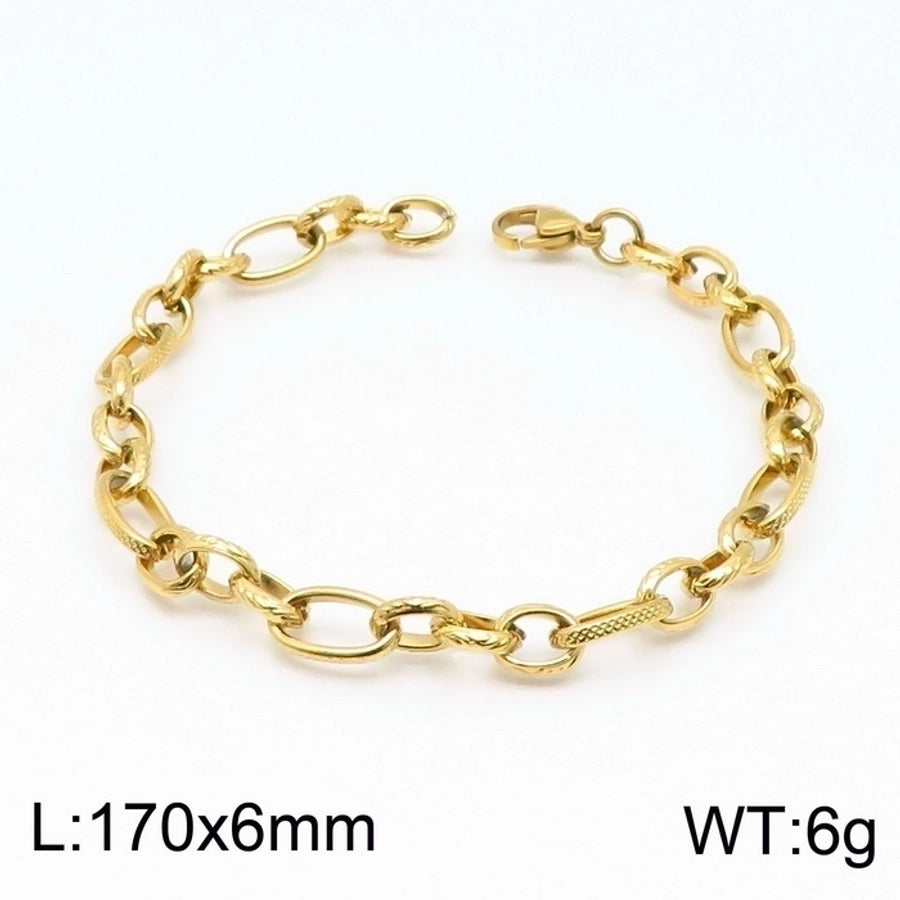 Stainless Steel 18K Gold Plated Basic Simple Style Solid Color Bracelets