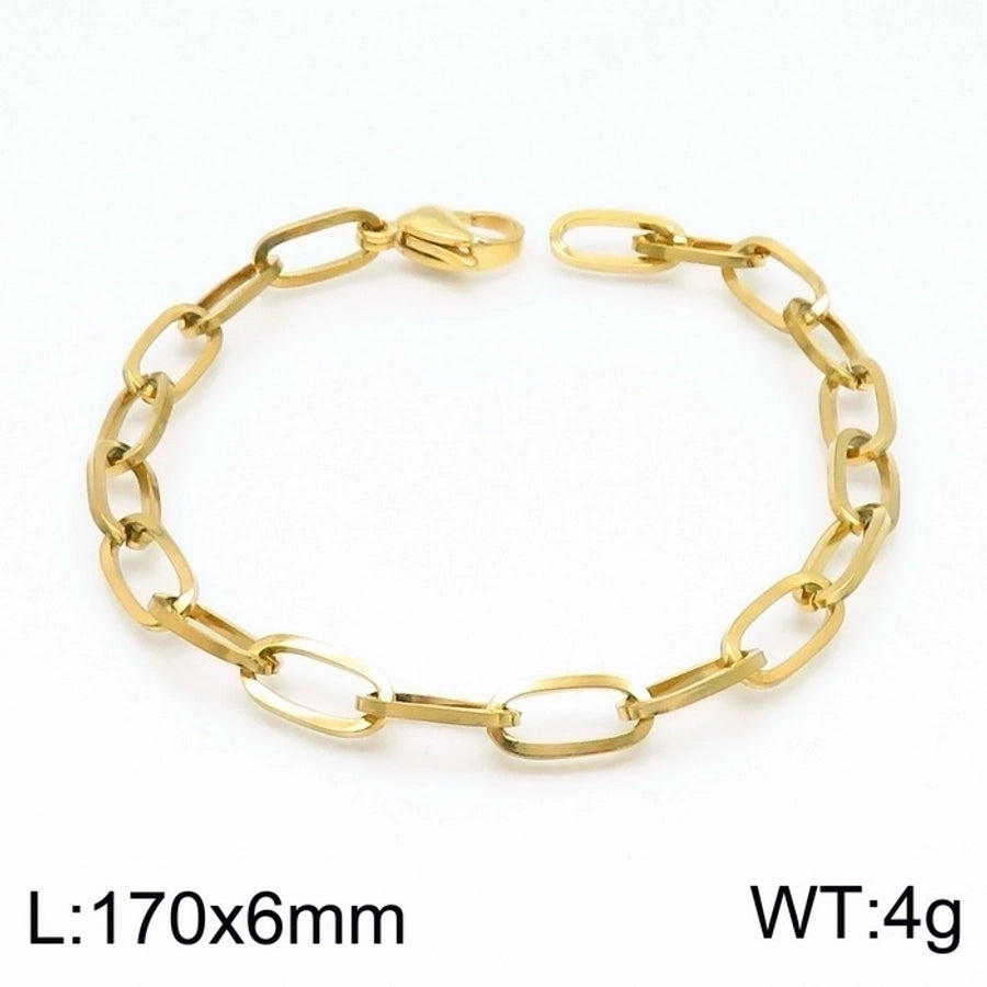 Stainless Steel 18K Gold Plated Basic Simple Style Solid Color Bracelets