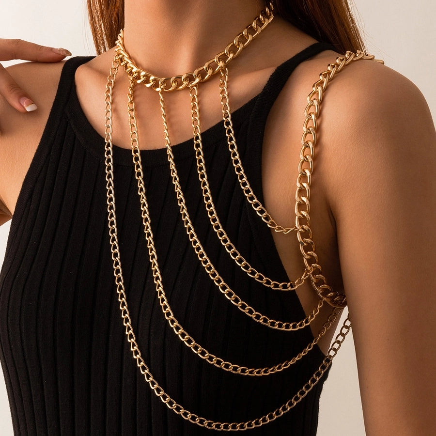 Fashion Hanging Neck Chain Clavicle Necklace Sexy Geometric U-shaped Tassel Single Shoulder Body Chain for Women