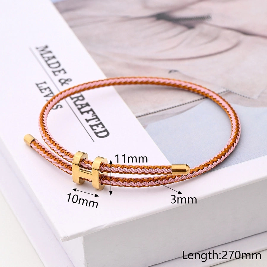 Casual Modern Style Simple Style Letter Colorful Solid Color 18K Gold Plated Stainless Steel wristband