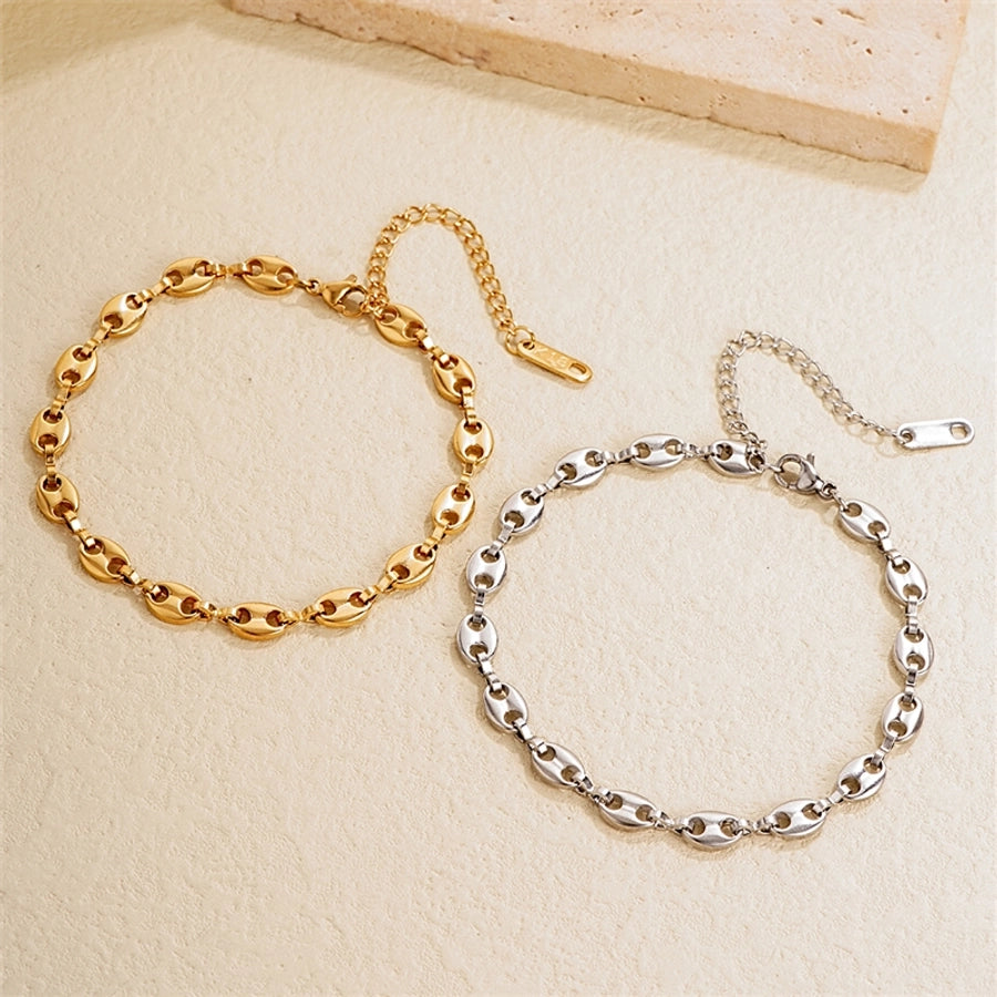 Stainless Steel K Gold Plated Rhodium Plated Plating Solid Color Bracelets