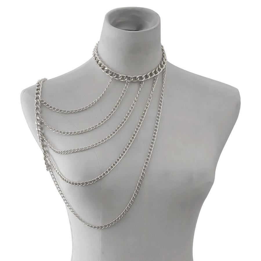 Fashion Hanging Neck Chain Clavicle Necklace Sexy Geometric U-shaped Tassel Single Shoulder Body Chain for Women