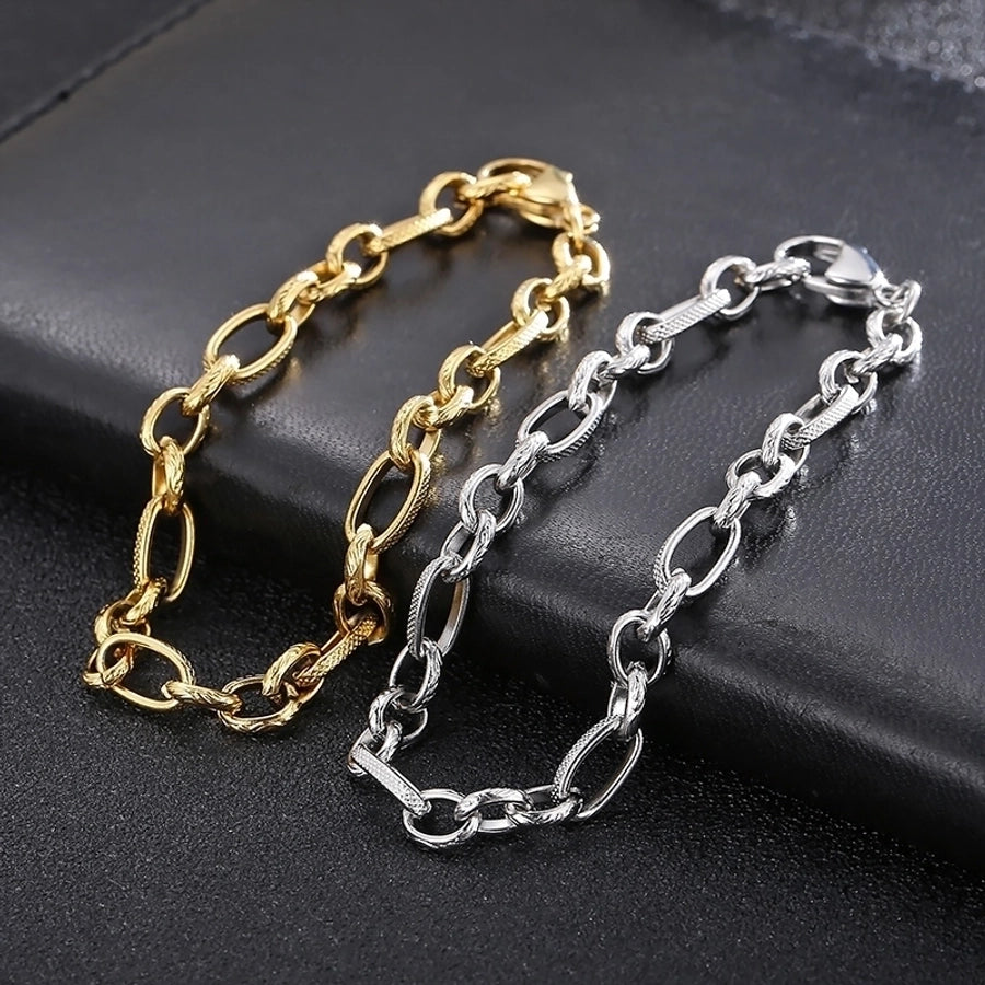 Stainless Steel 18K Gold Plated Basic Simple Style Solid Color Bracelets