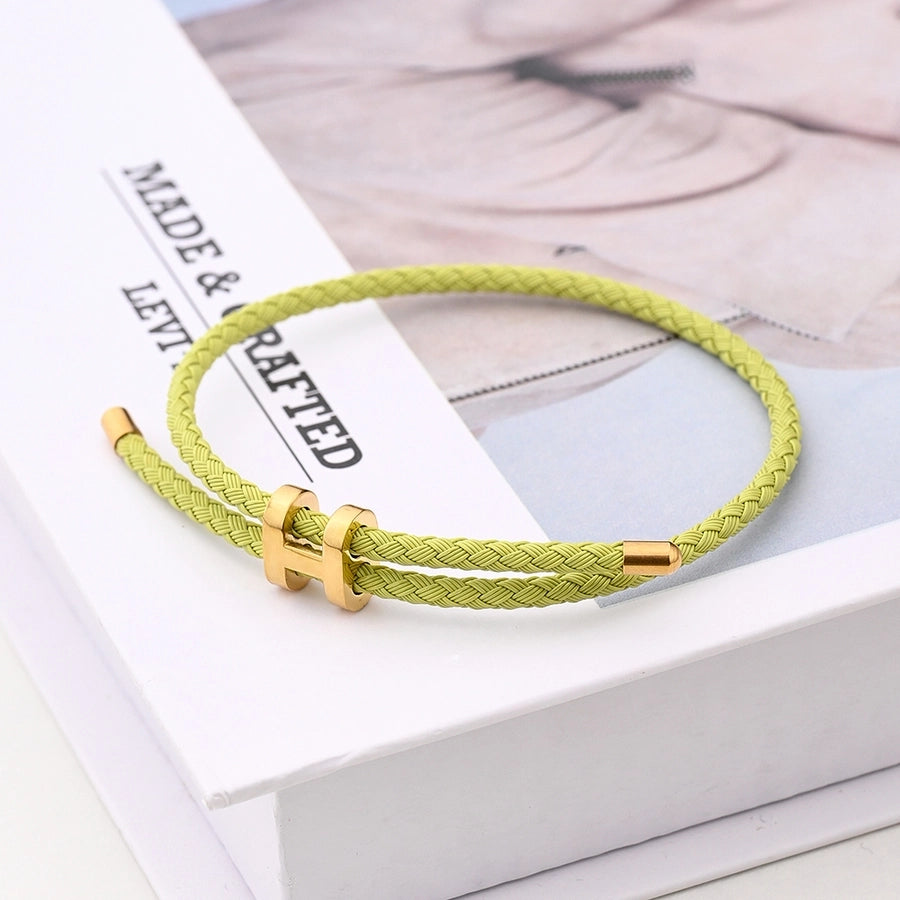 Casual Modern Style Simple Style Letter Colorful Solid Color 18K Gold Plated Stainless Steel wristband