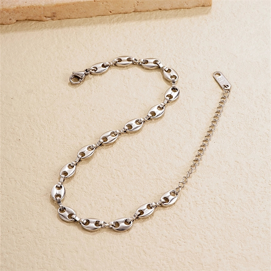 Stainless Steel K Gold Plated Rhodium Plated Plating Solid Color Bracelets
