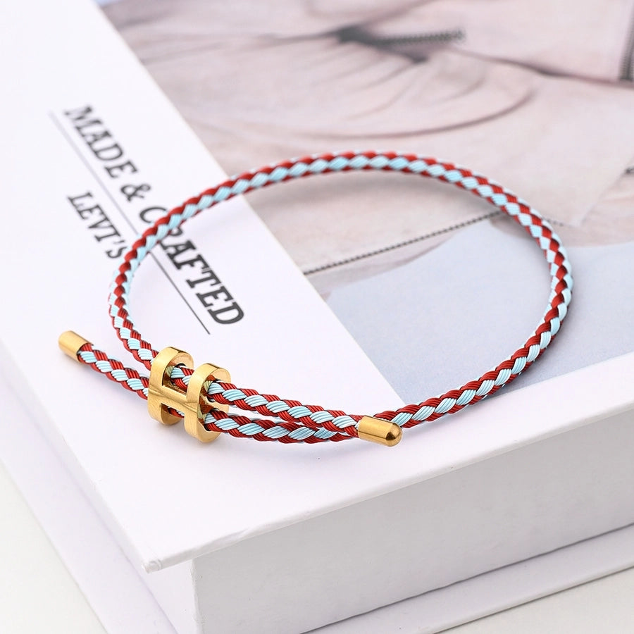 Casual Modern Style Simple Style Letter Colorful Solid Color 18K Gold Plated Stainless Steel wristband