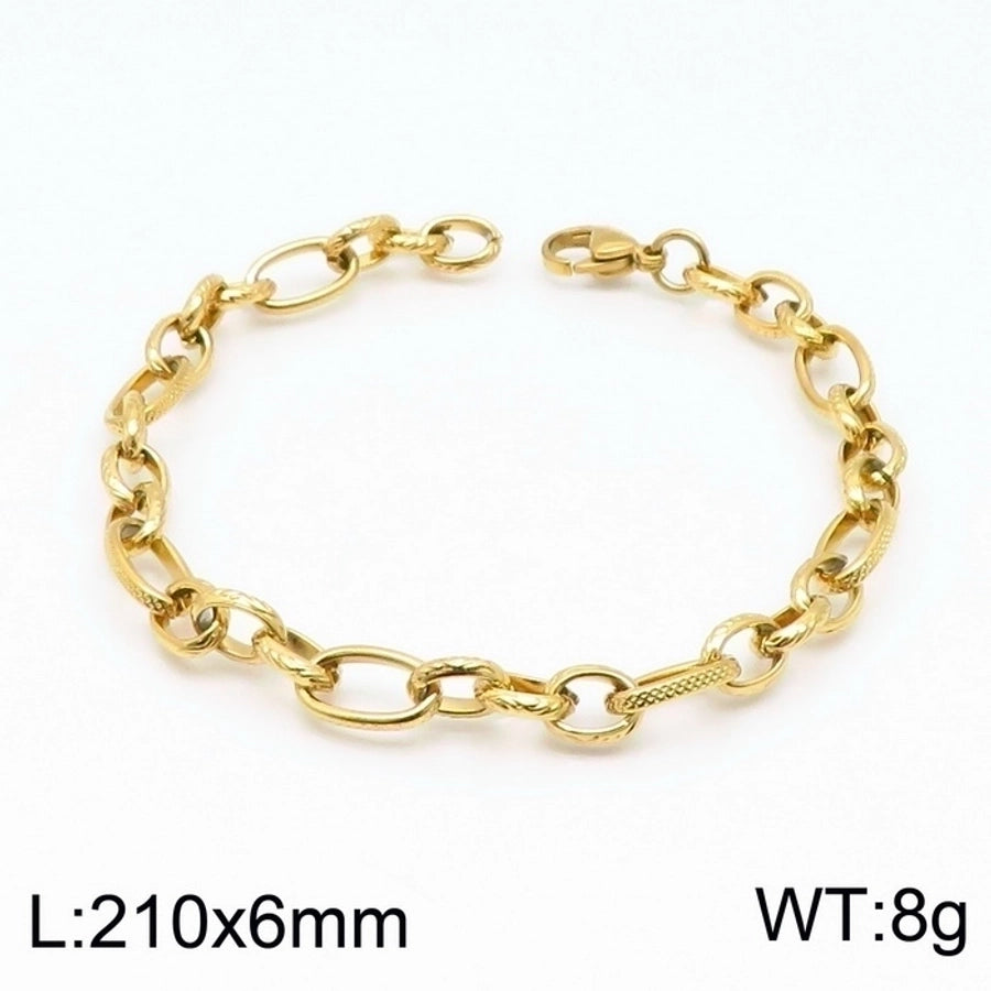 Stainless Steel 18K Gold Plated Basic Simple Style Solid Color Bracelets