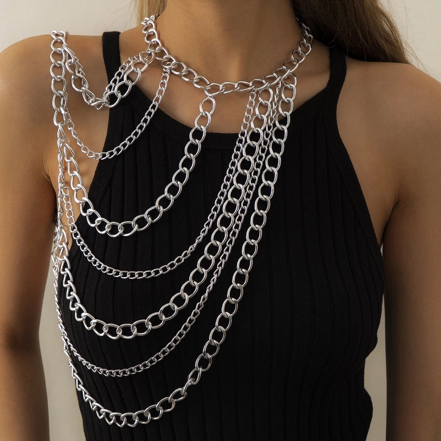 Fashion Hanging Neck Chain Clavicle Necklace Sexy Geometric U-shaped Tassel Single Shoulder Body Chain for Women